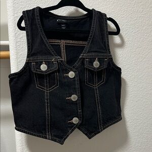 Kids Black Denim Vest